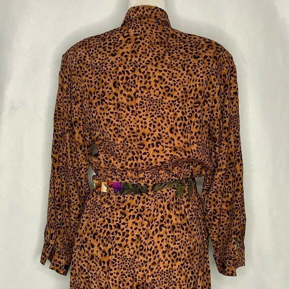 Vintage 90s Jumpsuit Jacket Set 10 Petite Leopard - Picture 7 of 11